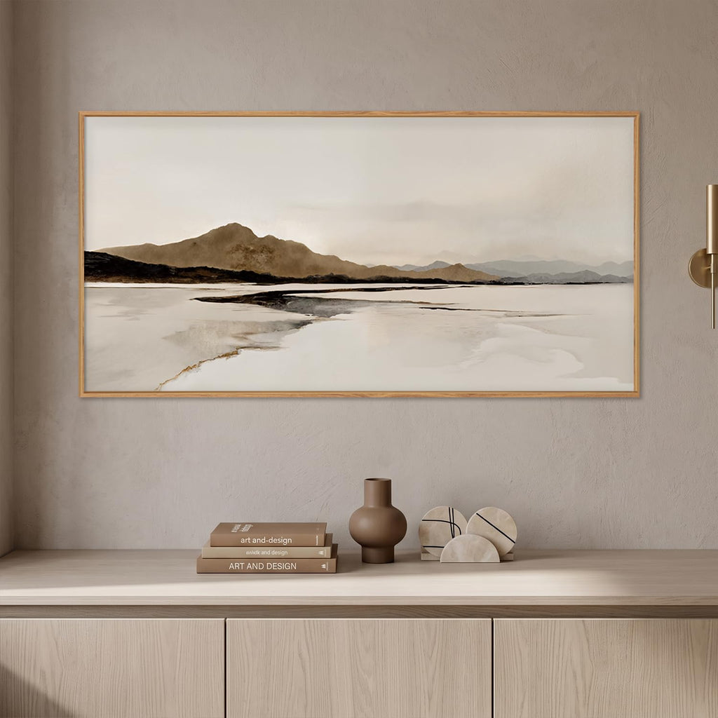 Large Netural Abstract Mountain Framed Canvas Wall Art Set -20"X40"