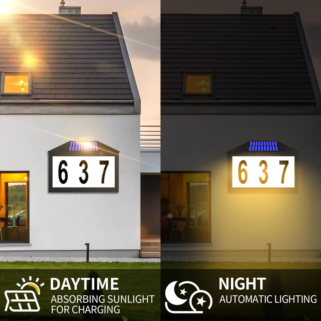 Solar House Numbers, Lighted Solar Address Number with Remote Control