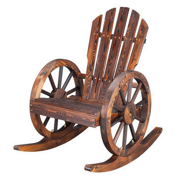 Adirondack Rocking Chair with Wheel Armrest for Garden Patio