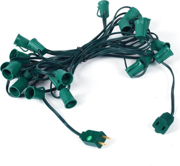 C9 Light Strand, 25FT Green Cord Indoor/Outdoor String Lights