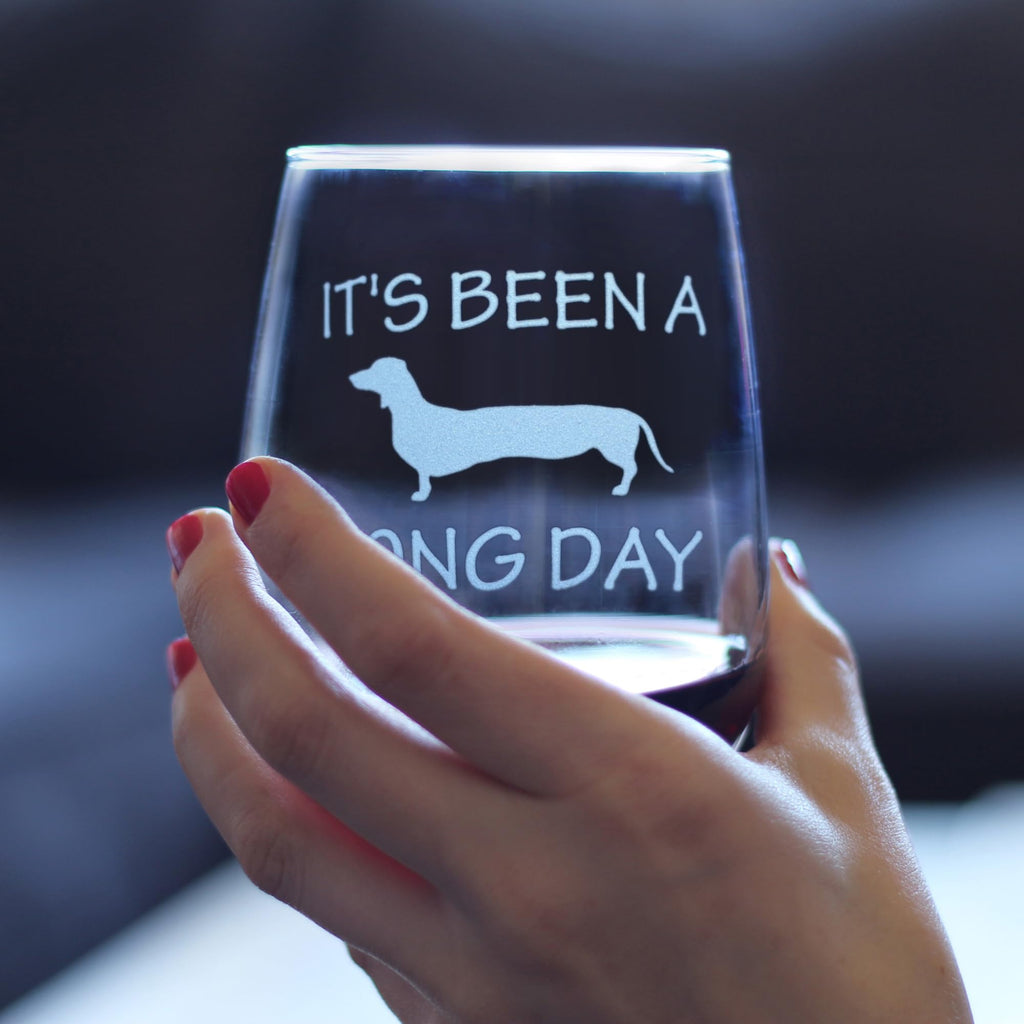 It's Been A Long Day Wine Glass for Dachshund Gifts - 17 oz - Set of 4
