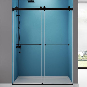 56" -60" W x 75" H Frameless Shower Door, Double Sliding Shower Door，Bathroom Sliding Shower Door