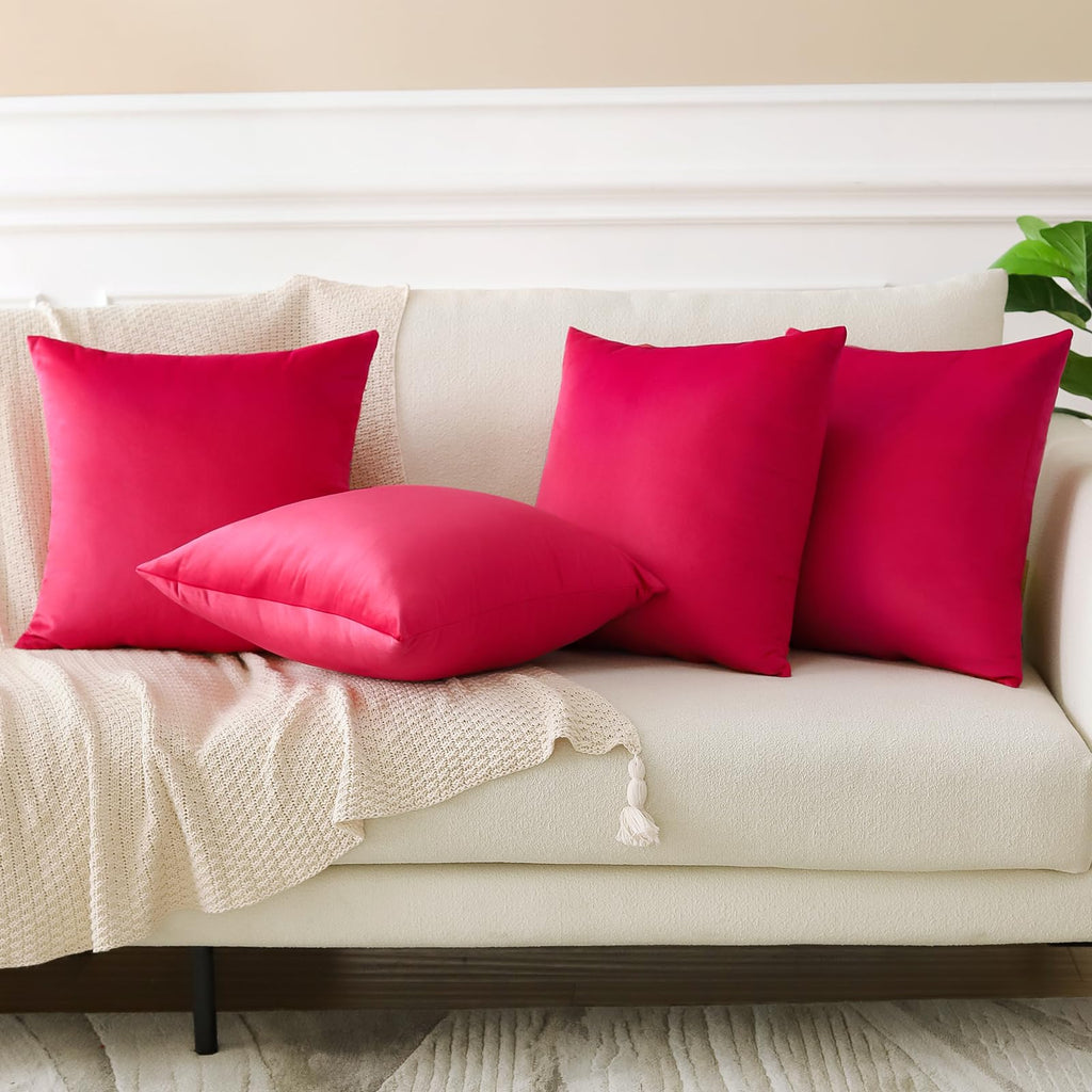 Set of 4 Decorative Throw Pillow Covers Soft Velvet Solid Square Pillow Cases Luxury Cushion Covers Case for Sofa Car