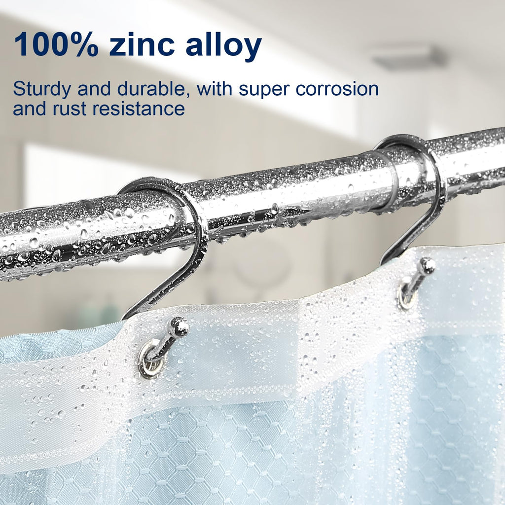 Metal Shower Curtain Hooks, Set of 12, Rust Proof Shower Curtain Hooks Rings, Durable S Shaped Hooks Hangers for