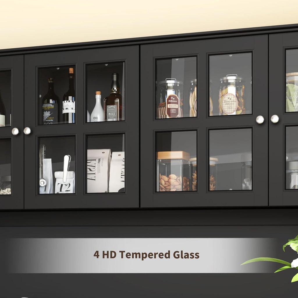 71" Tall Kitchen Pantry Storage Cabinet, 63" Wide Kitchen Hutch Cabinet with Large Countertop, Tall Pantry with