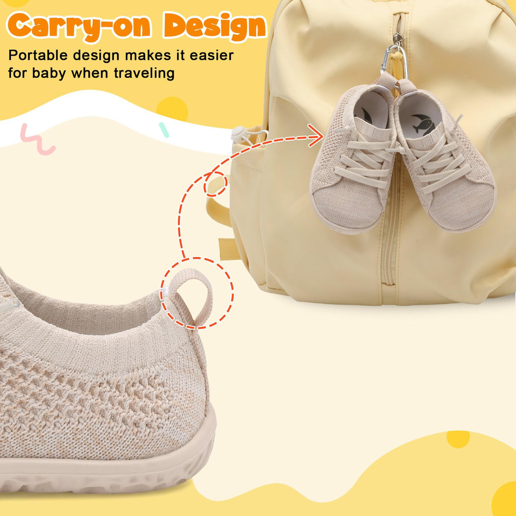 Lightweight Baby Shoes Boys Girls Walking Shoes Barefoot Infant Sneakers Slip On Newborn Crib Sneakers Beige
