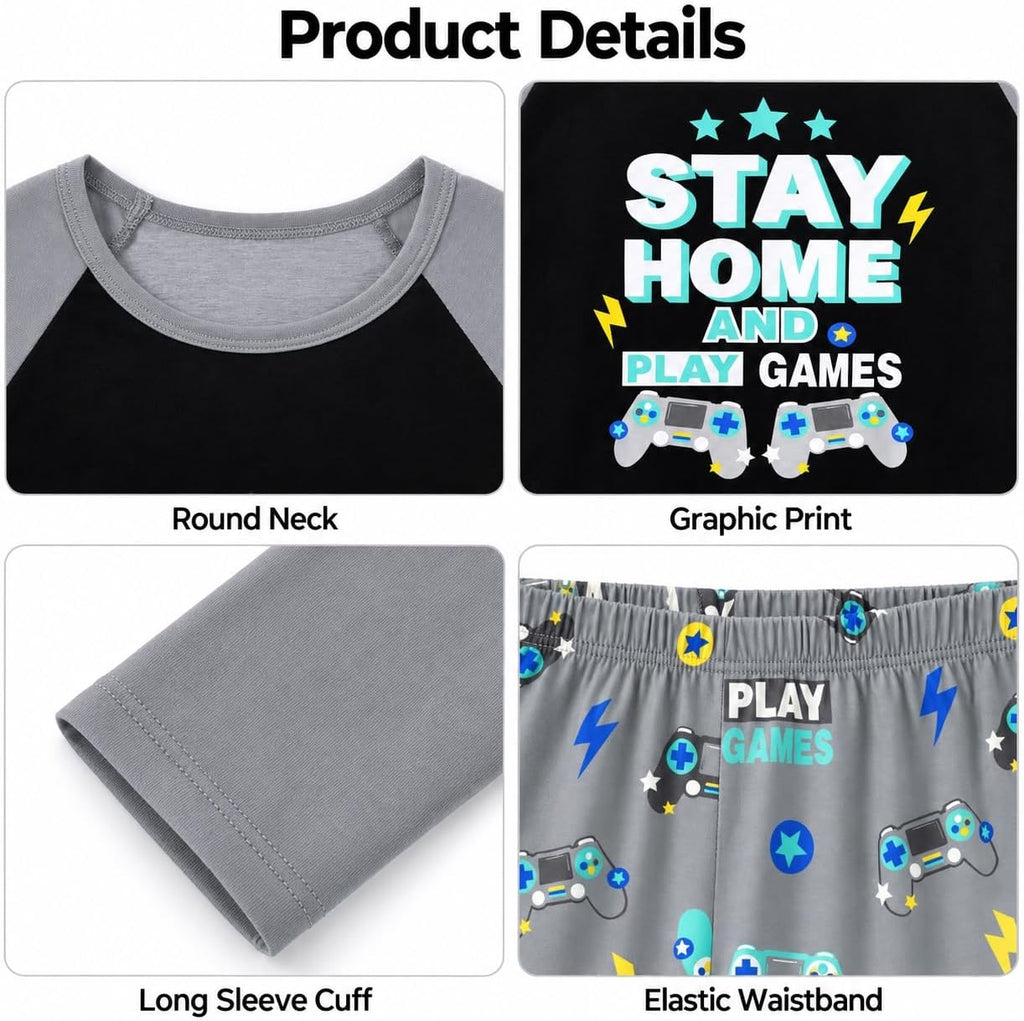Boys Trendy Graphic Long Sleeves & Pants Winter Pajamas