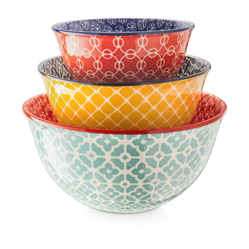 Mixing Bowls, Ceramic Mixing Bowls, Colorful Vibrant Nesting Bowls for Cooking, Baking, Prepping, Serving, Salad