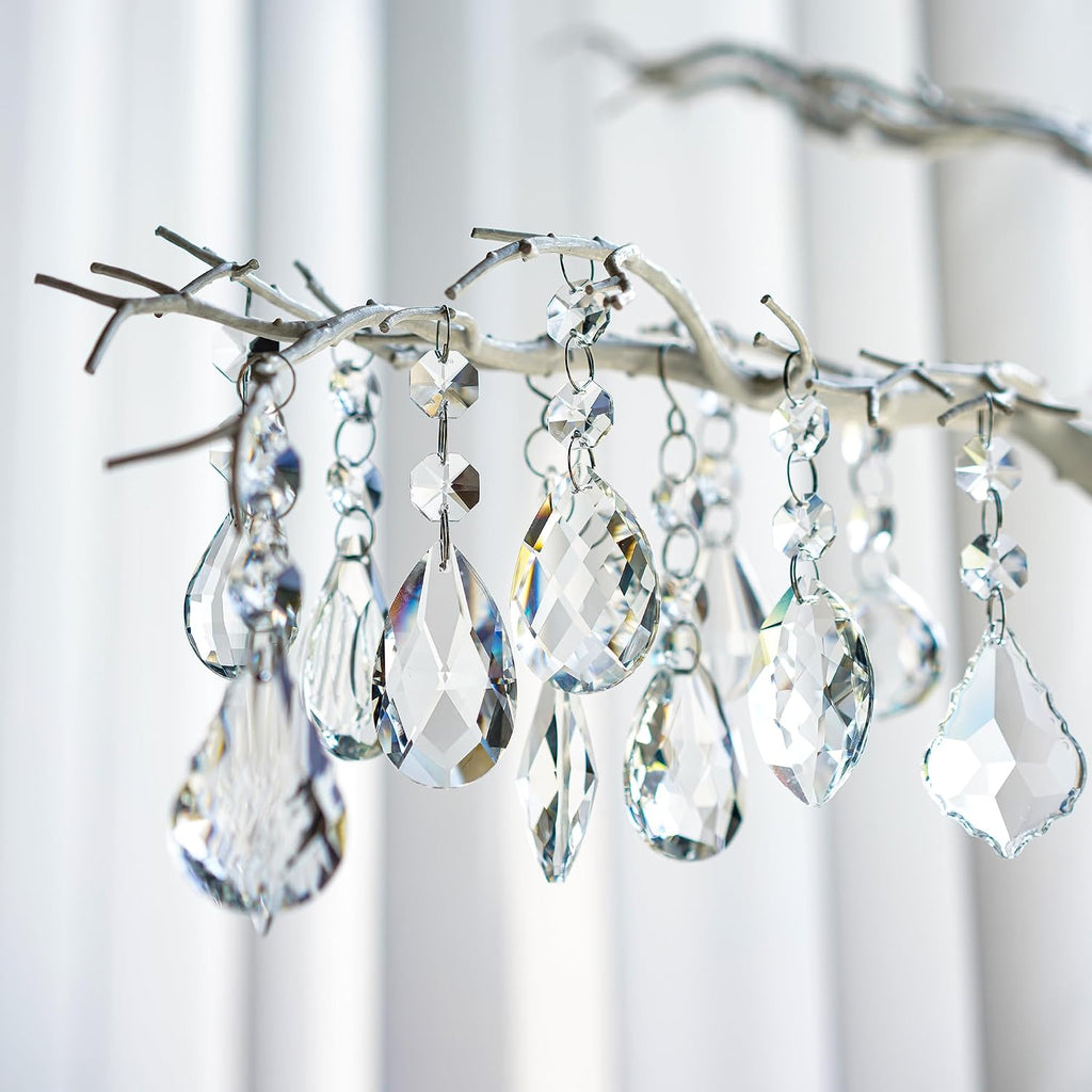 12 Pcs Clear Crystal Prism Chandelier Pendants Suncatcher Decor - Clear Crystal Chandelier Lamp Prism Pendants Drops