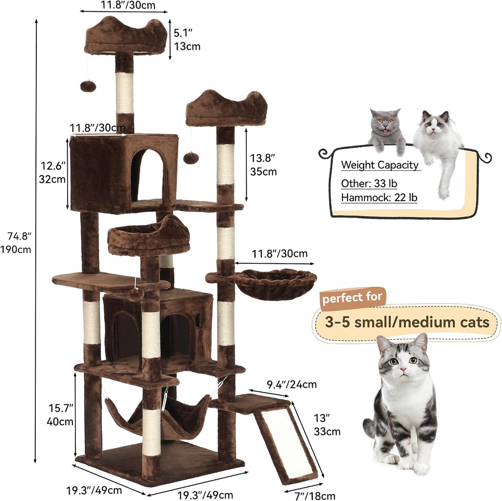 75-Inch Tall Cat Tree Indoor