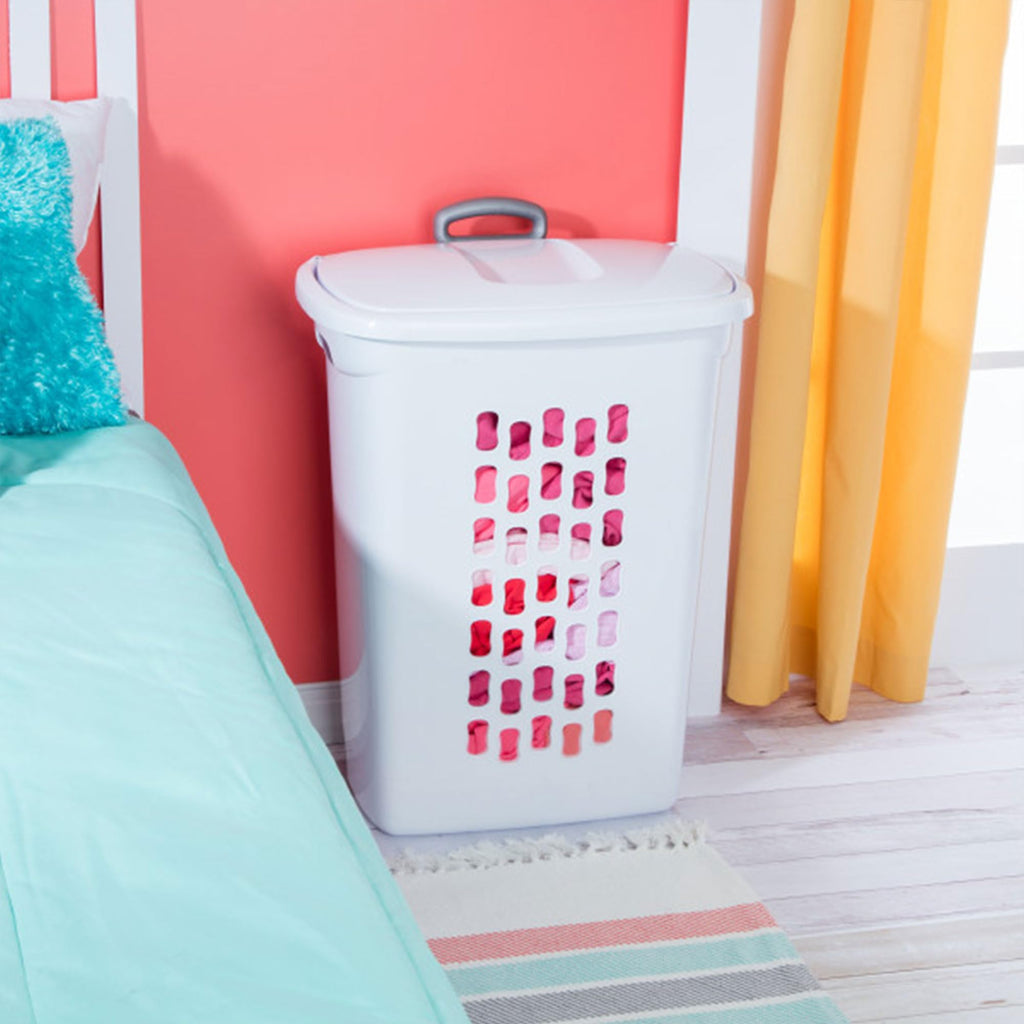 Ultra Wheeled Hamper, Laundry Basket w/ Flip-Top Lid, 3-Pack, White