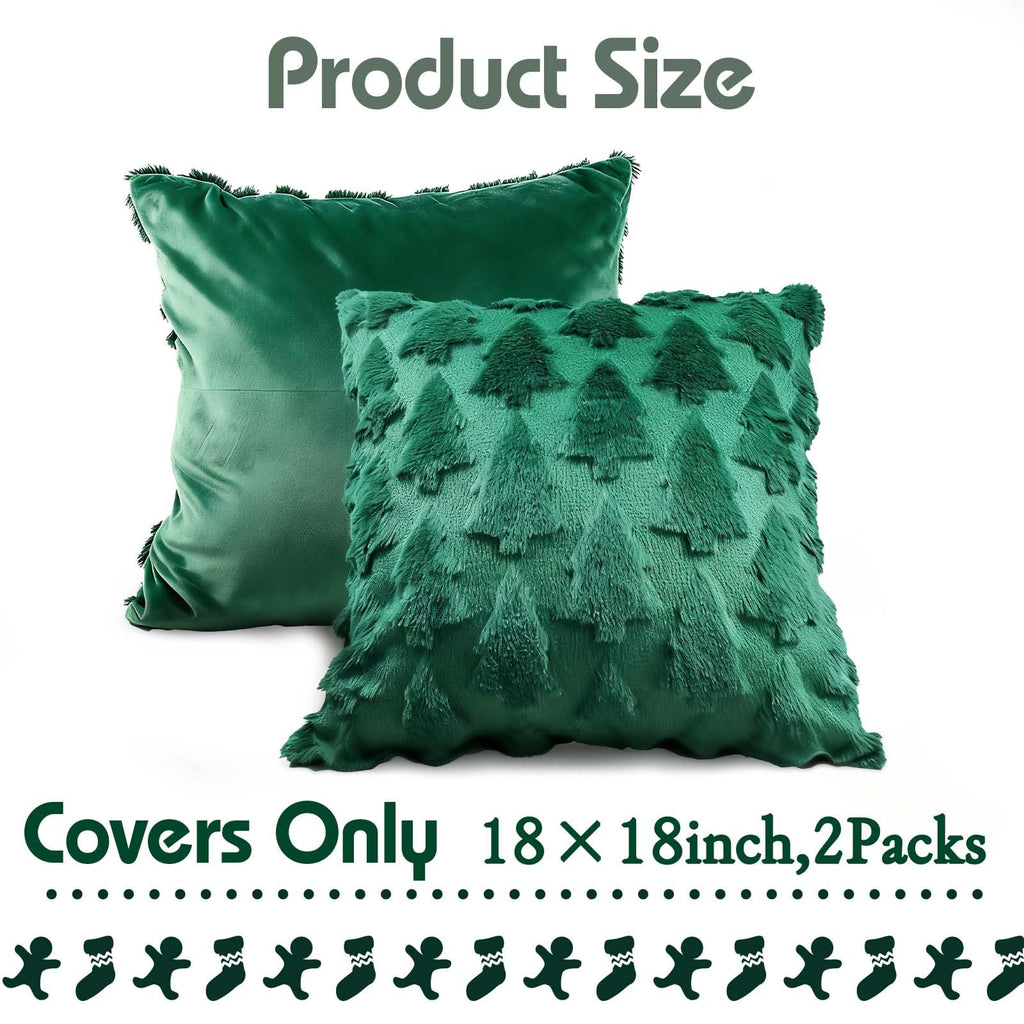 Christmas Pillow Covers 18x18, Dark Green Christmas Tree Decor
