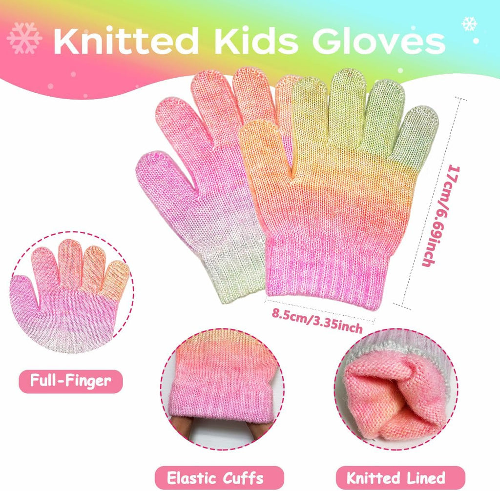 Toddler Kids Winter Hat Gloves Scarf Set for 2-7 Years, Warm Knit Boys Girls Hats Fleece Pompoms Beanies Neck Warmer