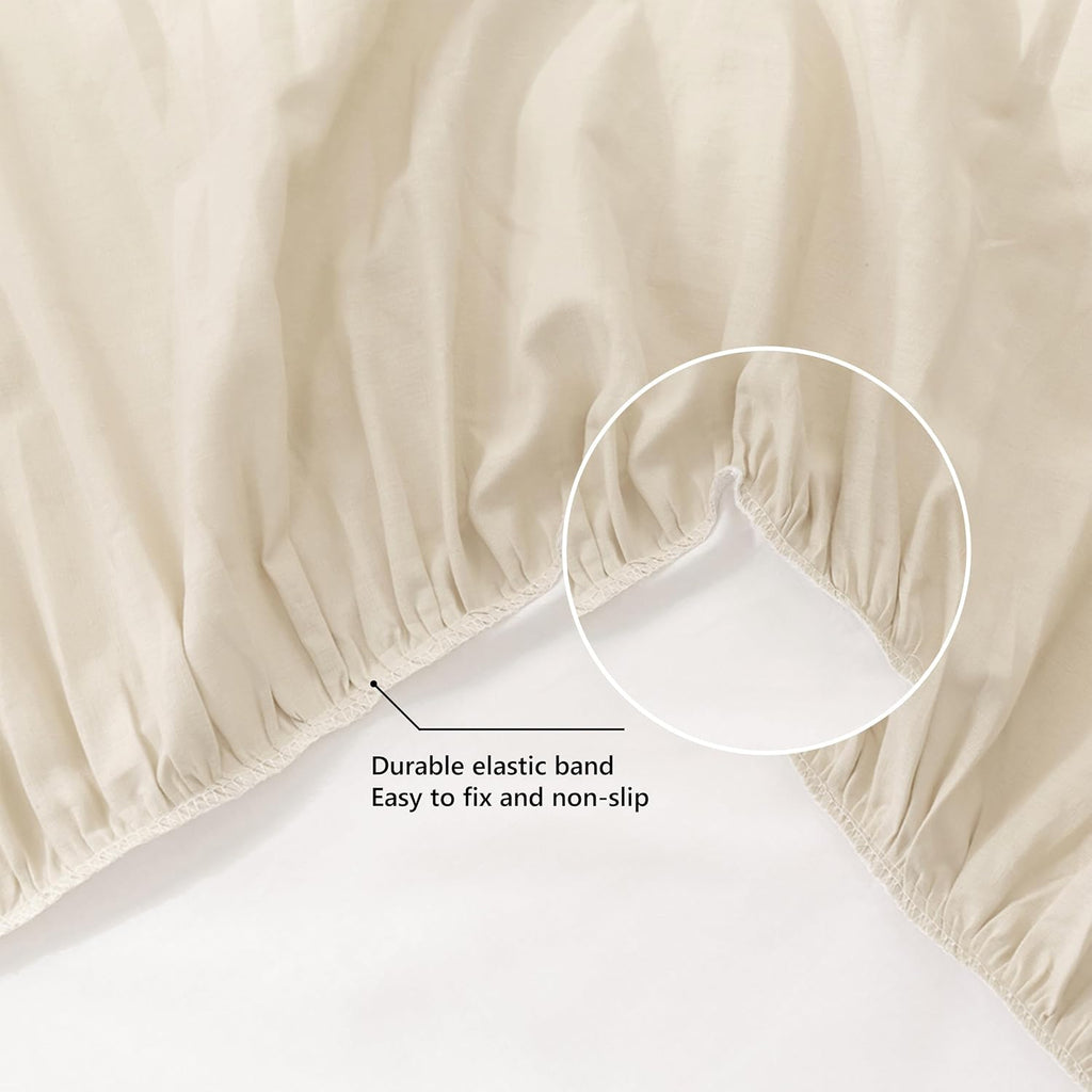 Soft Cozy French Linen Bed Skirt with Pleated Frills - 14" Tailored Drop Dust Ruffle for Farmhouse & Modern Bedrooms
