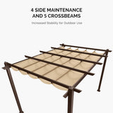 10' X 10' Outdoor Retractable Metal Pergola with Canopy Pati - Image 3
