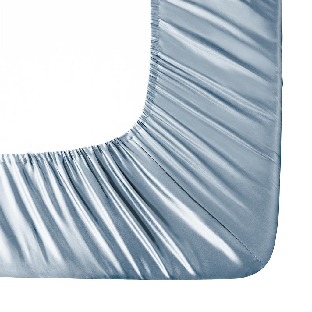 Silk Satin Fitted Sheet, Soft Deep Pocket Bottom Luxury Queen Fitted Sheet, Wrinkle Free, Breathable, Fade Resistant