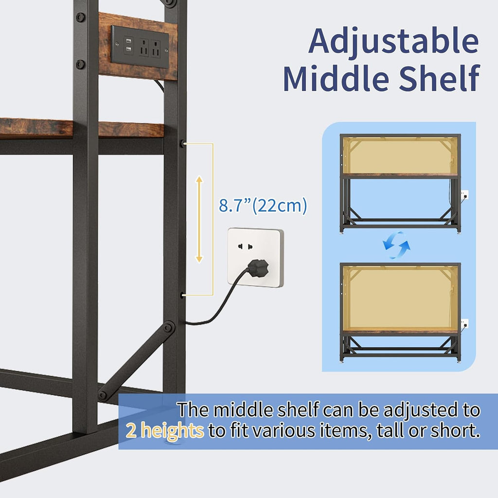 40 Gallon Fish Tank Stand with Power Outlet, Adjustable Shelf