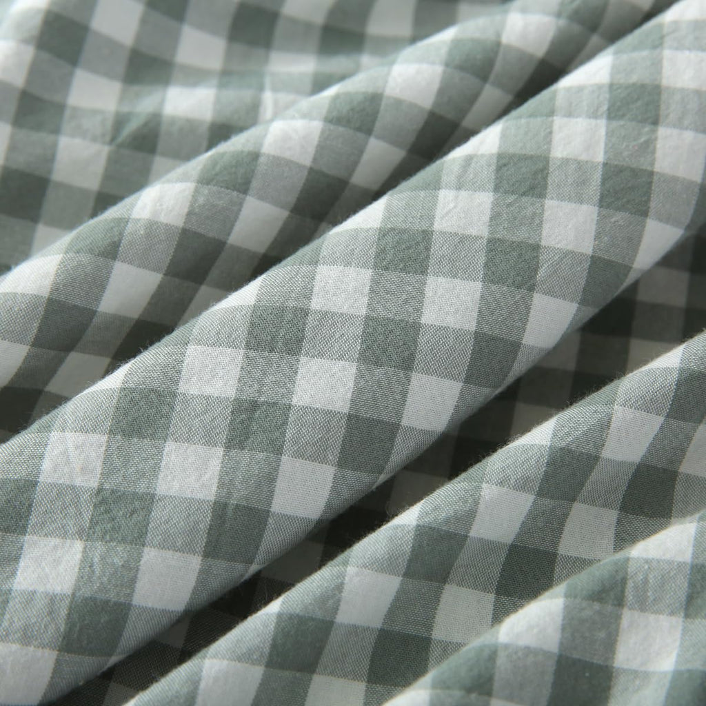 Dusty Green Gingham Plaid Ruffle Throw Pillow Covers 20"x20"
