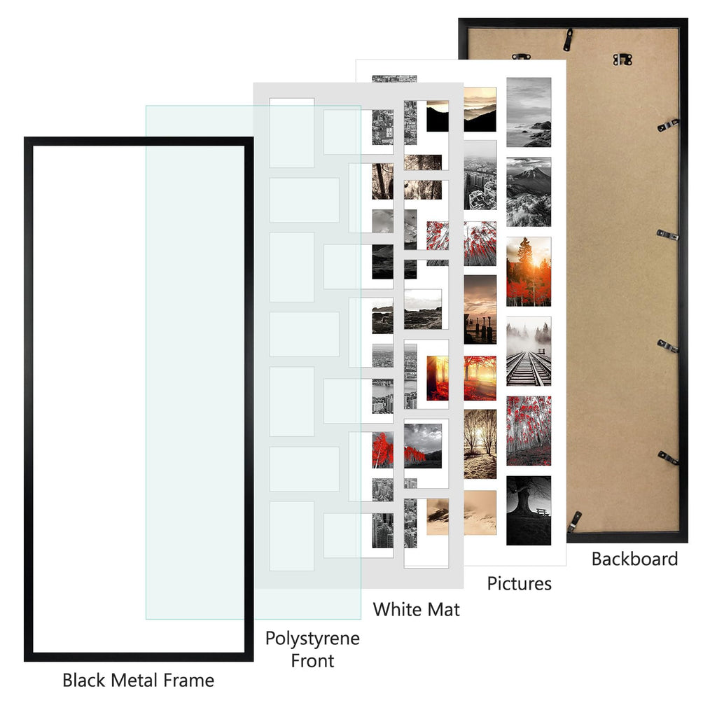 Collage Picture Frame 4x6, 20 Opening Black Large Photo Frame for Multiple 4 by 6 inch Pictures for Wall