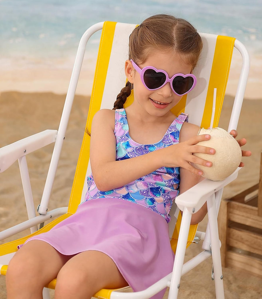 Girls One Piece Swimsuit with Skirt Bathing Suit Swim Dress