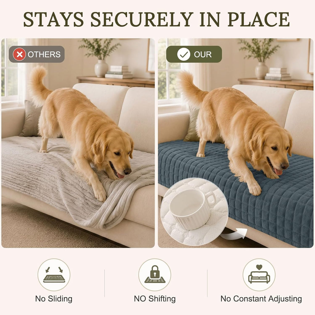 Velvet Couch Cover for Dogs, Non Slip Soft Sofa Protector for Pets