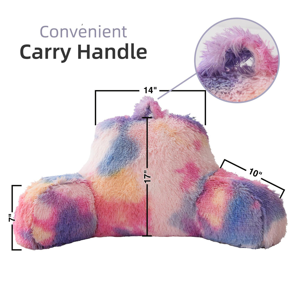 Pink Reading Pillow, 17" Bed Wedge Pillows with Arm