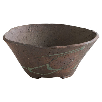 Tokoname Tatara Bonsai Pot 6.3in, Handmade Japanese Pot, Rustic