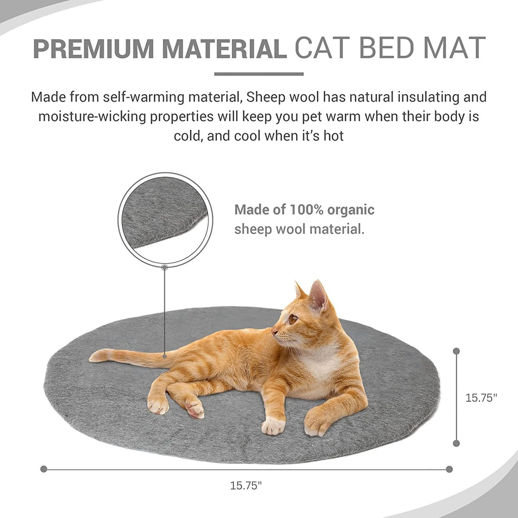 Cat Bed Mat Natural Merino Wool Cozy Large Carpet Pad for Pet Cats Kitty Small Dog House Warm Organic Sheep Wool