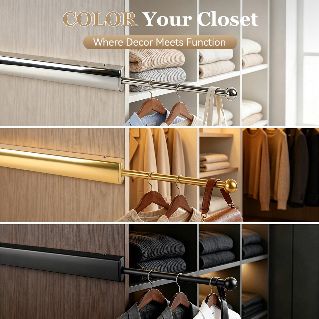 14" Valet Rod for Closets Pull Out, Black