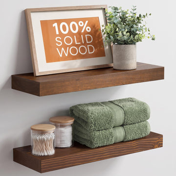 20 Inch Floating Shelves, High-End Solid Pine Wood, Set of 3