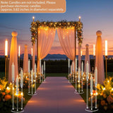 6 Set 3 Arms Acrylic Candelabras with Shades, 42" Floor Candelabra Centerpieces,Clear Candle Holder for Table