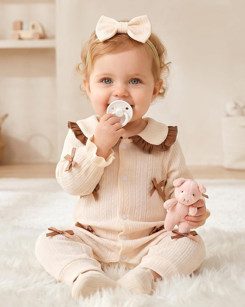 Newborn Baby Girl Outfits Infant Fall Winter Knit Romper Jumpsuit