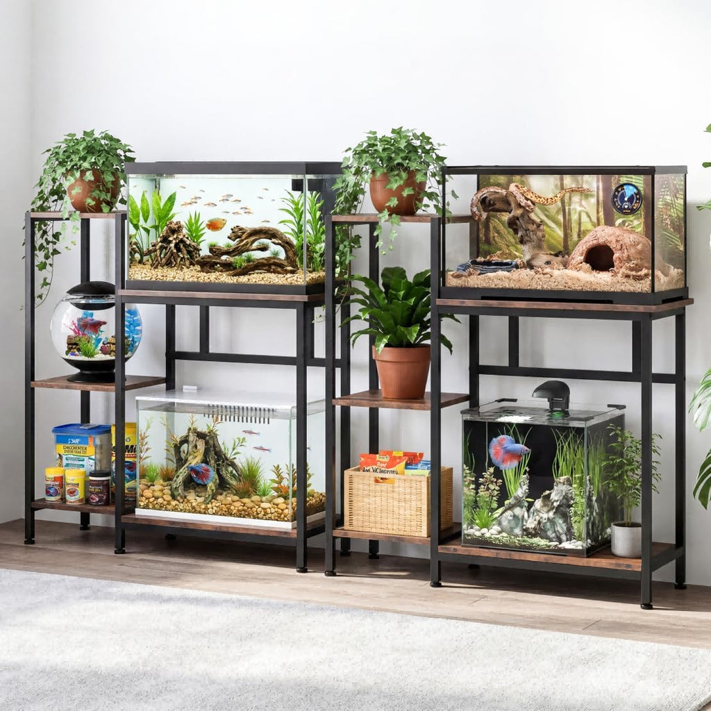 5/10 Gallon Fish Tank Stand with Storage Shelves Wood Aquarium Stand