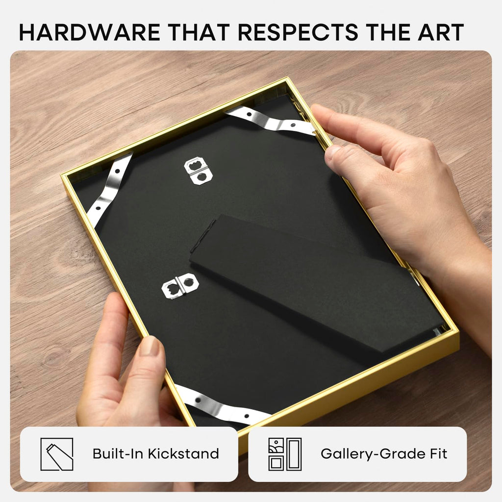 4x6 Gold Picture Frame, High-End Metal, 3x5 Mat, Glass