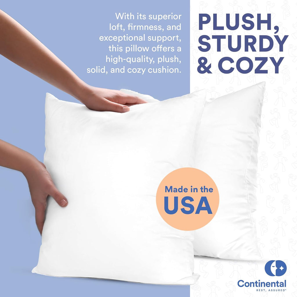 Down & Feather Throw Pillow Insert - 25/75 Medium Support - Decorative Couch Pillow - Premium Cotton Shell- 22x22 1
