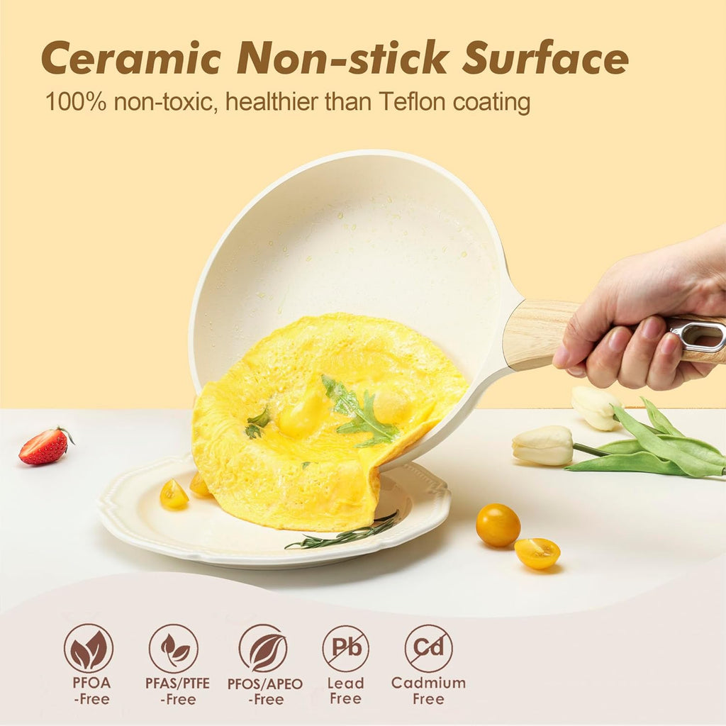 Ceramic Cookware Sets, Pots and Pans Set Non stick, Non toxic Healthy Induction Cookware, 26 Pcs Nonstick Kitchen