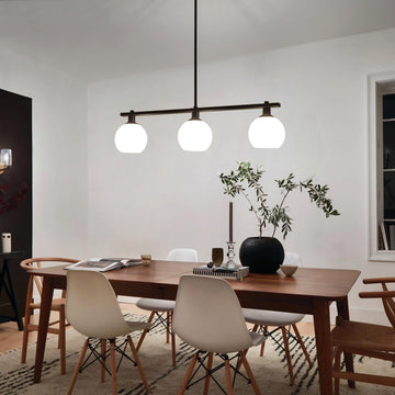 Kitchen Island Lighting 3 Lights Linear Pendant Light Fixtures With Milk Glass Shades Black Farmhouse Chandeliers