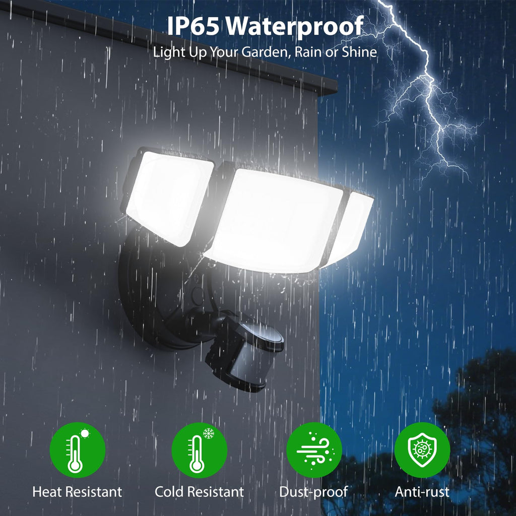 65W Outdoor Motion Sensor Light, Hardwired LED Security Flood Light