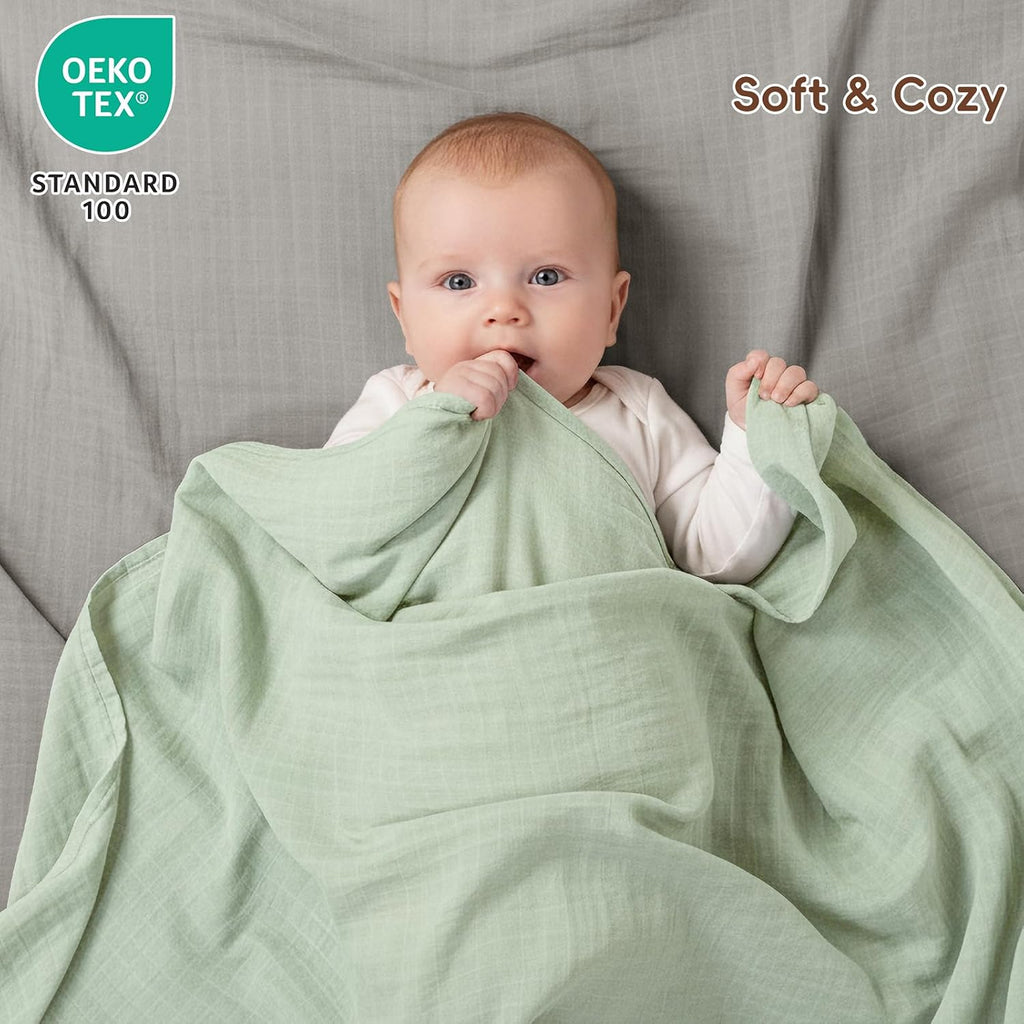 4 Pack Baby Muslin Swaddle Blankets 47" x 47", 100% Cotton Swaddle Wrap for Boys Girls, Ultra Soft Breathable