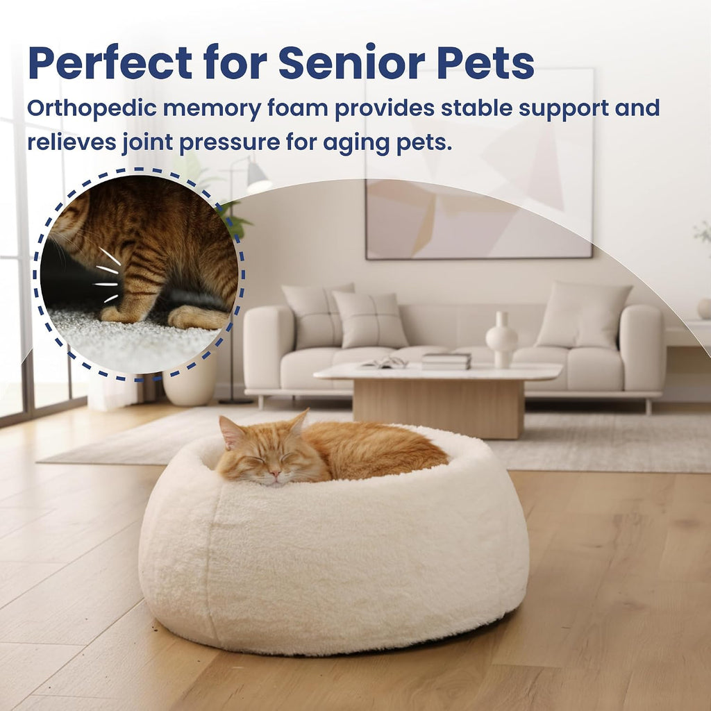 Comfort Orthopedic Faux Rabbit Fur Memory Foam Cat & Small Dog Bed