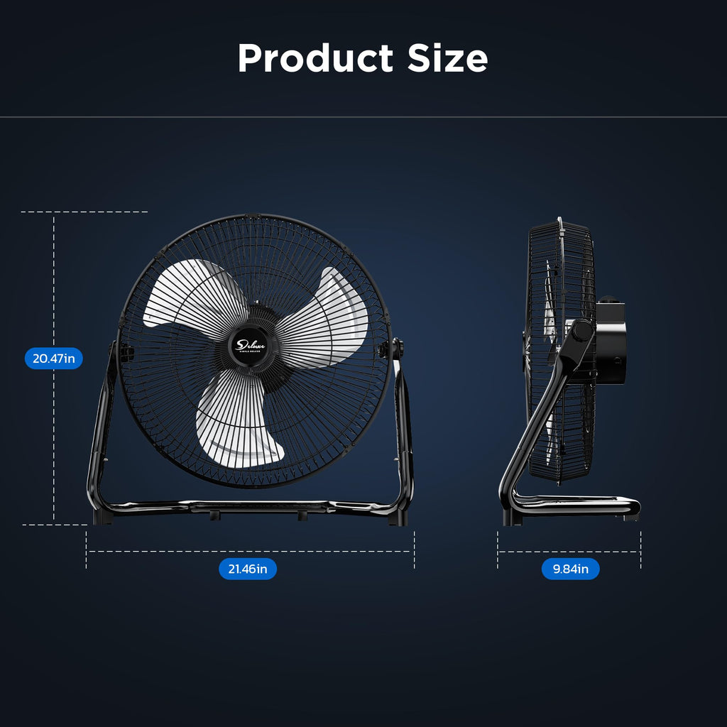18" 3-Speed High Velocity Industrial Floor Fan, Heavy Duty Metal for Warehouse Workshop Basement, 1 Pack