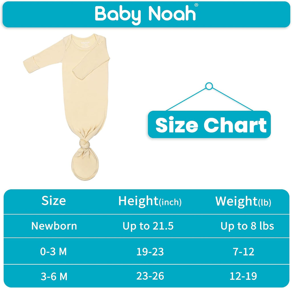 Newborn Baby Knotted Gown, Baby Girl and Boy Sleeping Bag with Mittens and Hat & Bowknot Set