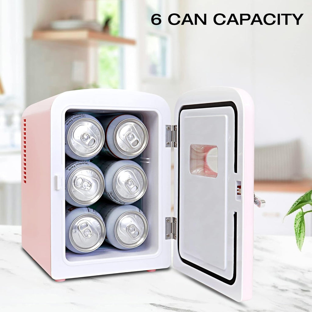 Mini Fridge - Refrigerator for Bedroom, Office, Portable Table Top Beverage Cooler, 12V 110V Refrigerador for Drinks