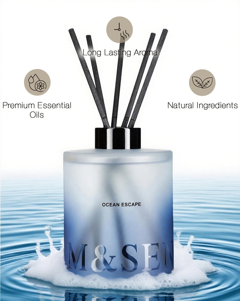Reed Diffuser Set, Ocean Escape, 17 oz Natural Essential Oil
