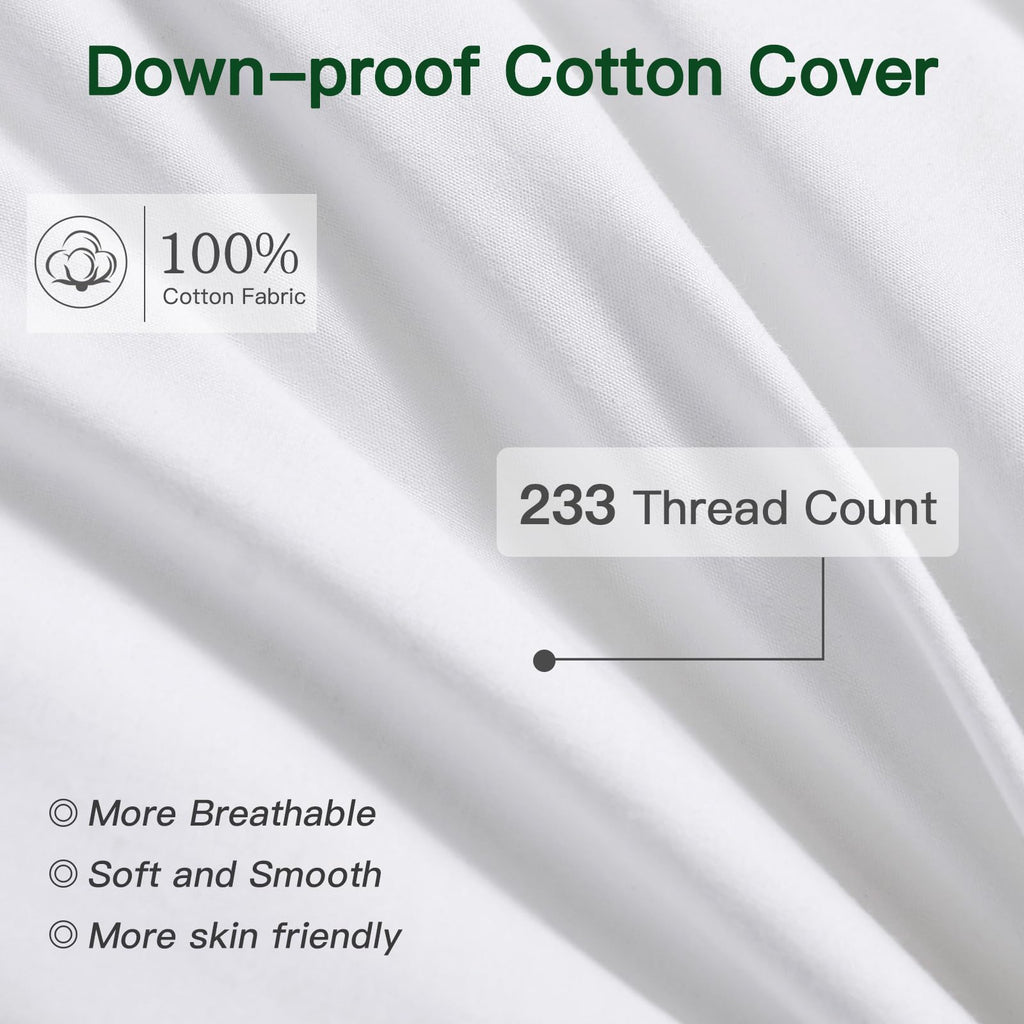 Pack of 1 Down and Feather Throw Pillow Inserts, 18 x 18 Soft Fluffy Square Pillow Inserts with 100% Cotton Cover