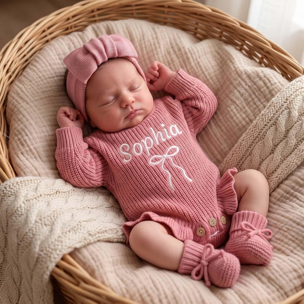 Custom Embroidered Baby Knit Romper