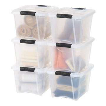USA 6-Pack 19 Quart Storage Bins with Lids, Clear