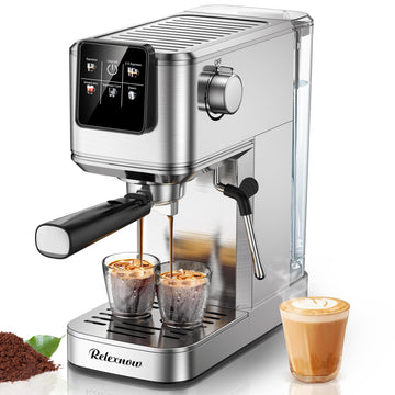 Espresso Machine, 20 Bar Espresso Maker Milk Frother & LCD Panel, Hot & Iced with Rapid Cold Brew, Stainless Steel