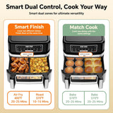 1600W Dual Zone Air Fryer Oven,12.69QT with Divider,Nonstick & Dishwasher-Safe Basket,Match Cook & Smart Finish to