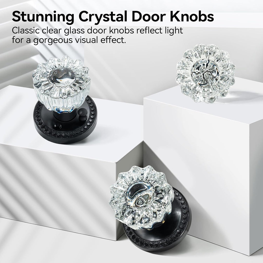 Glass Door Knobs, Matte Black Door Knob Interior, 1 Pack
